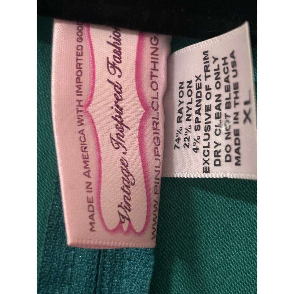 Pinup Couture PUG Erin Swing Dress Green Stretch Vintage Style Size XL No Belt - Picture 7 of 10